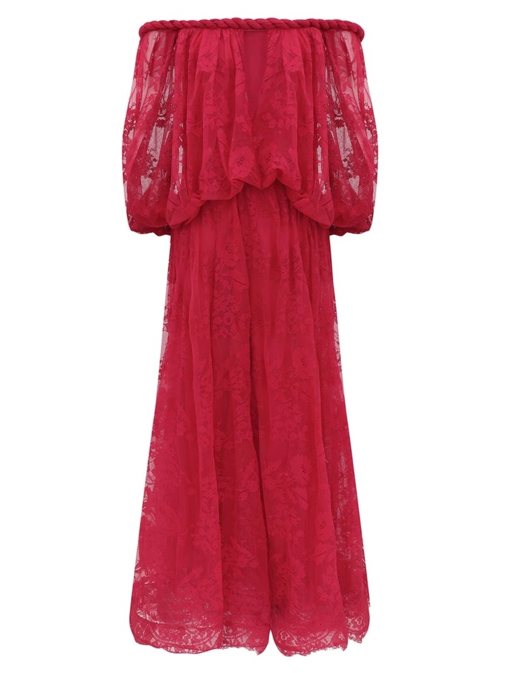 Zimmermann Off-Shoulder Lace Maxi Dress in Deep Red SizeM/L AUS SIZE 4  US 8/10 - Picture 2 of 5
